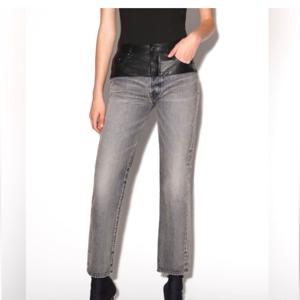 AMIRI WOMEN’S JEANS LEATHER/DENIM STRAIGHT LEG